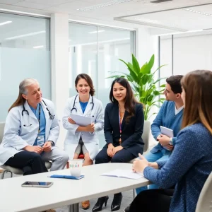 Healthcare professionals discussing mental health strategies