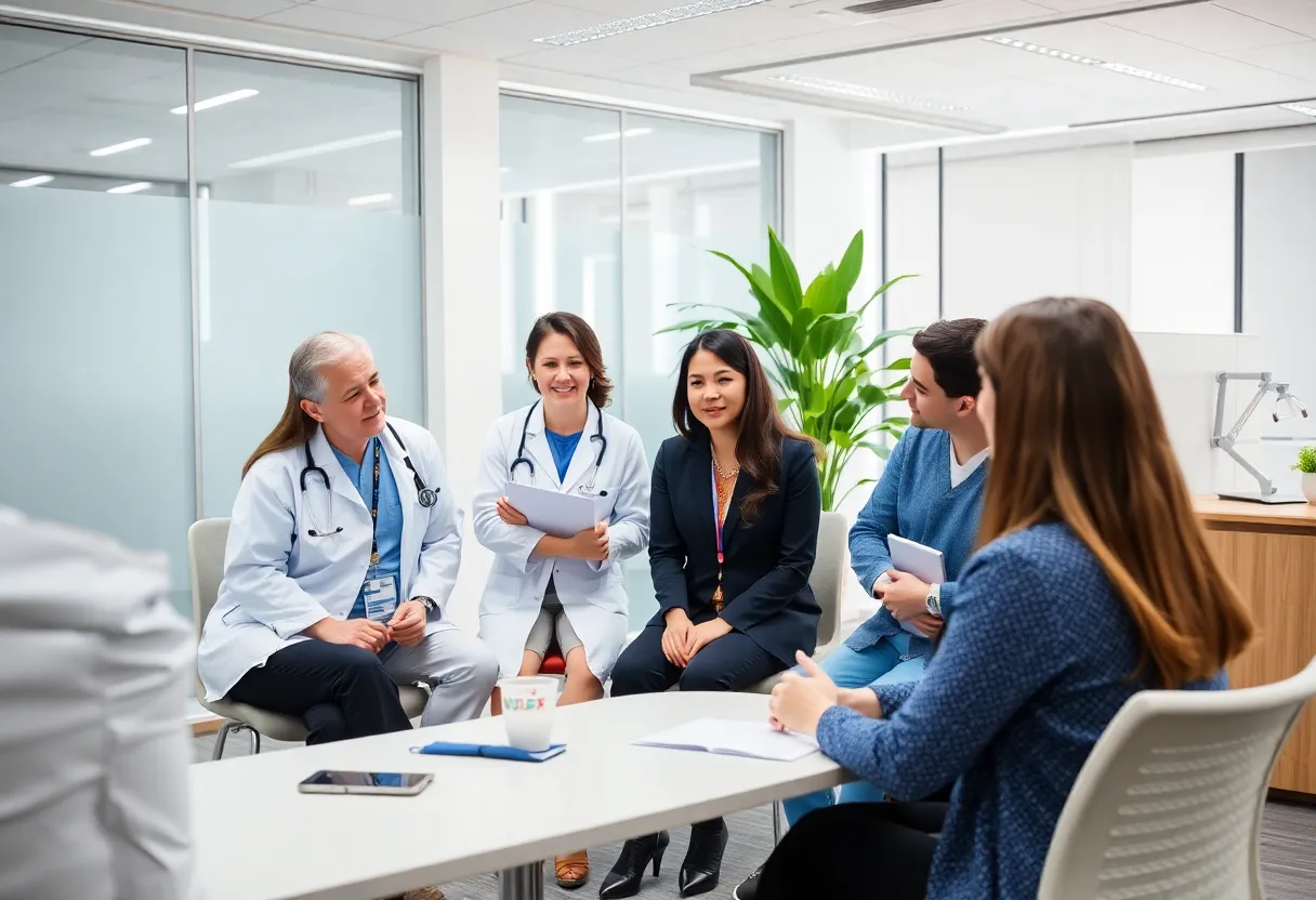 Healthcare professionals discussing mental health strategies