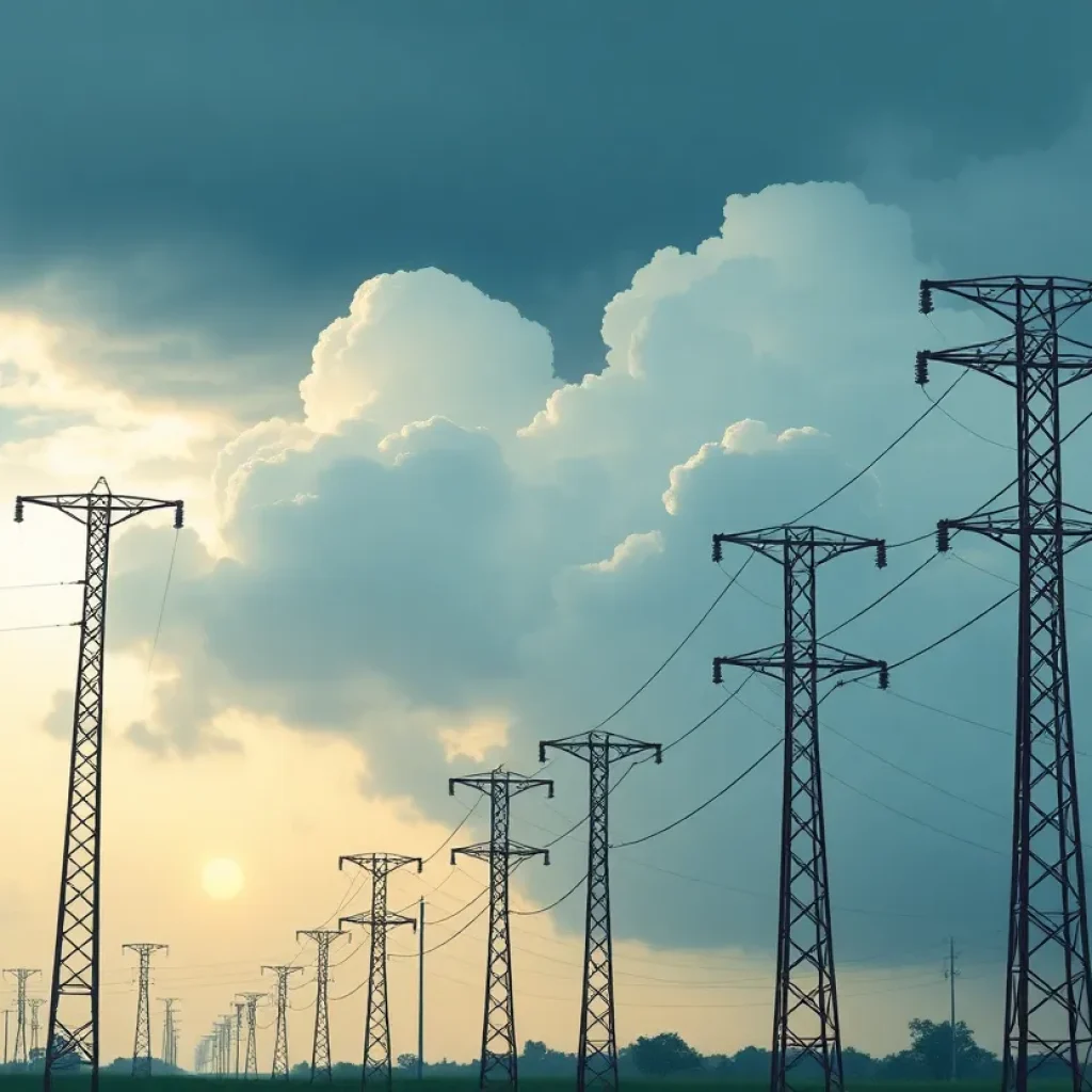 Illustration of Louisiana's power grid depicting resilience against climate challenges.
