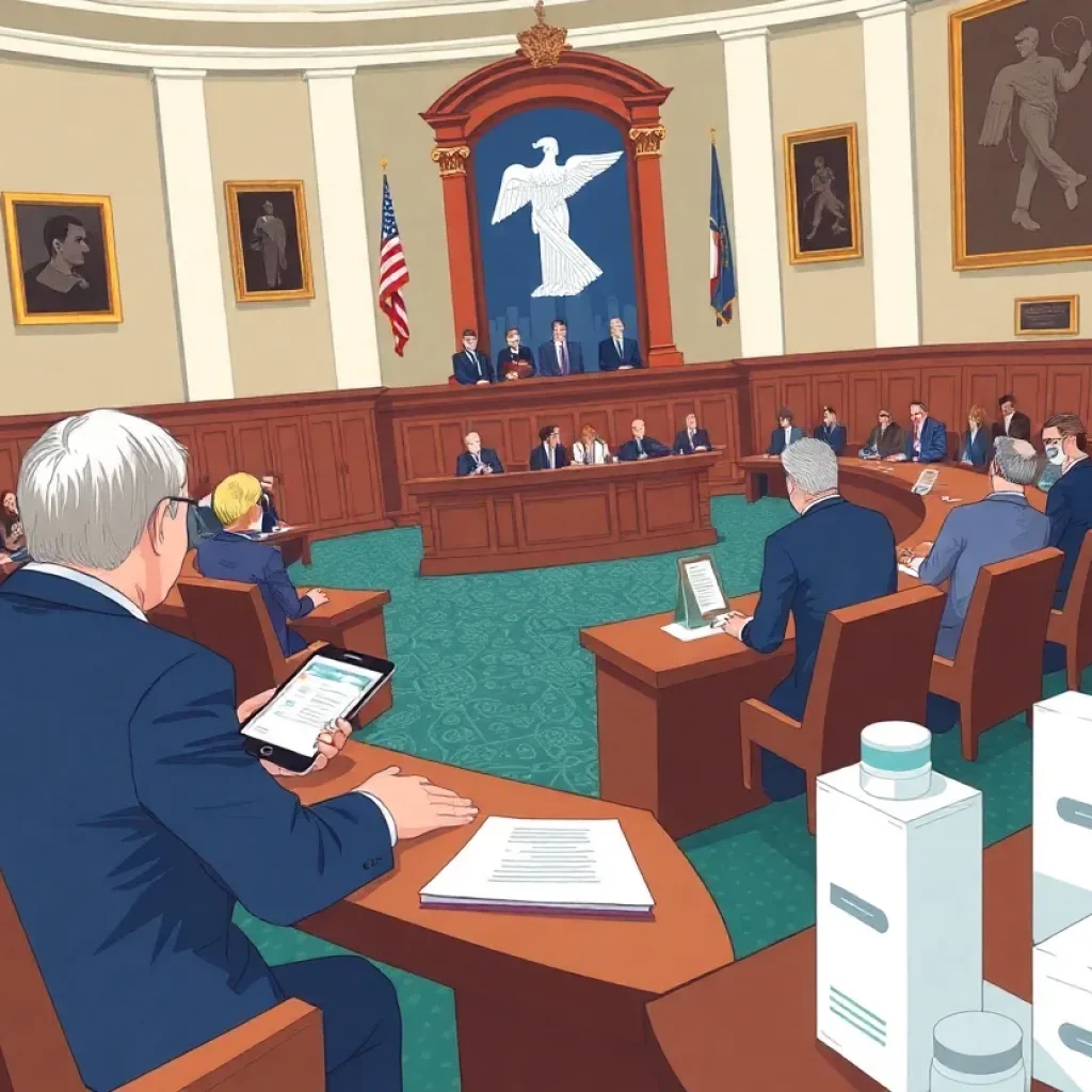 Illustration of Louisiana Senate debating PBM ownership legislation