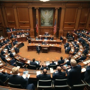 Lawmakers in Louisiana Senate discussing tax legislation