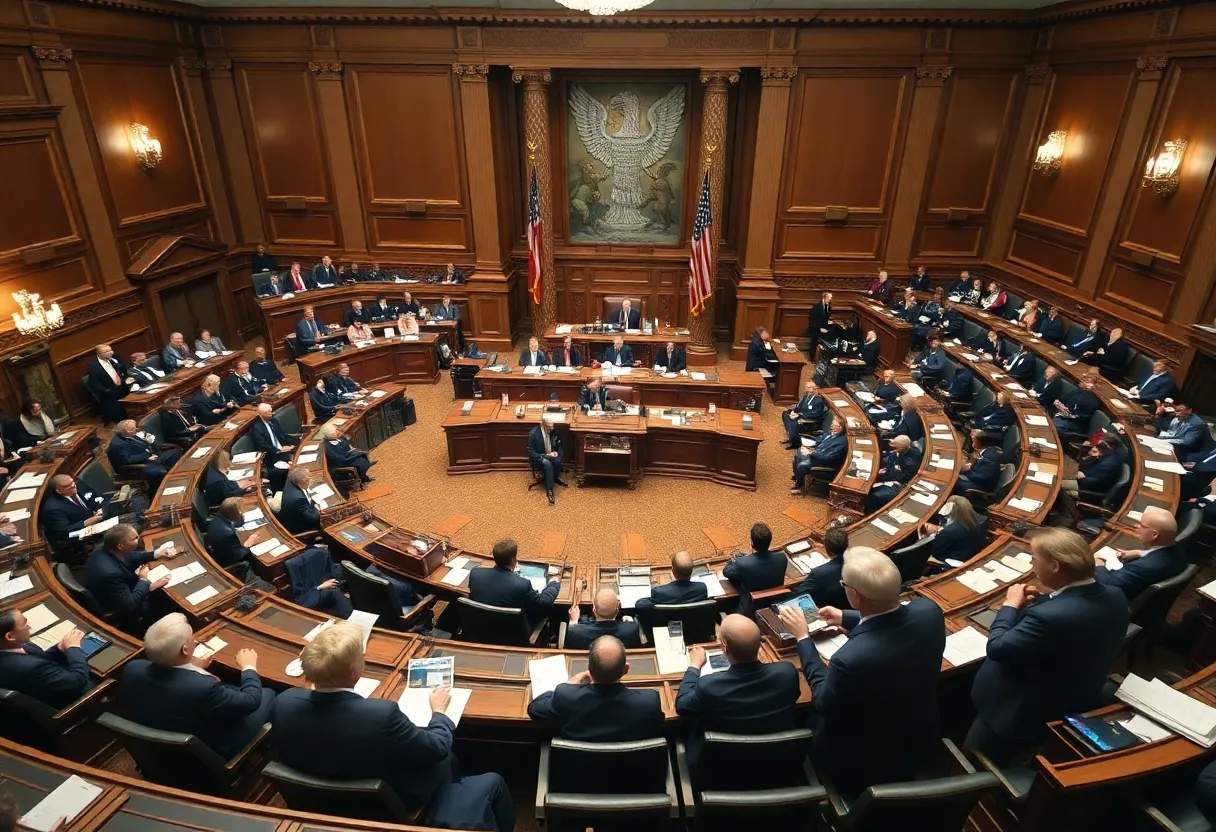 Lawmakers in Louisiana Senate discussing tax legislation