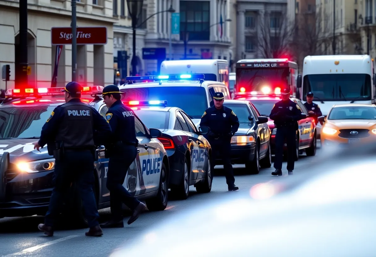 Law enforcement officers conducting a manhunt in New Orleans.