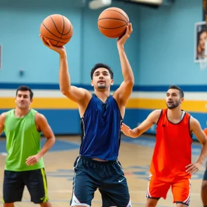 Micah Peavy training on the basketball court