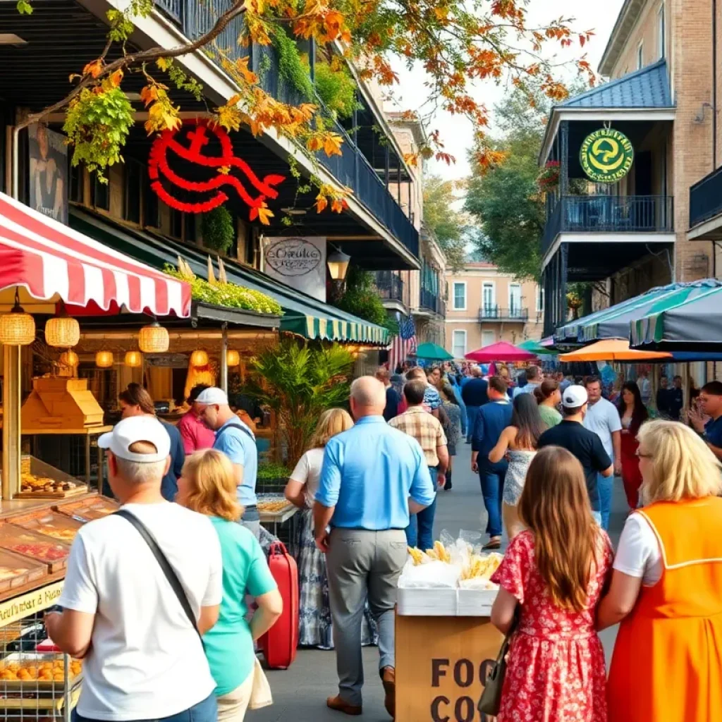 People enjoying an outdoor culinary festival in New Orleans
