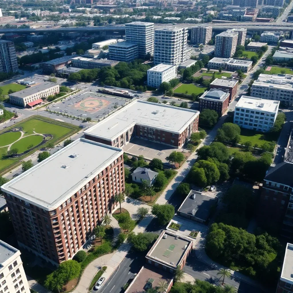 Aerial view of urban development in New Orleans