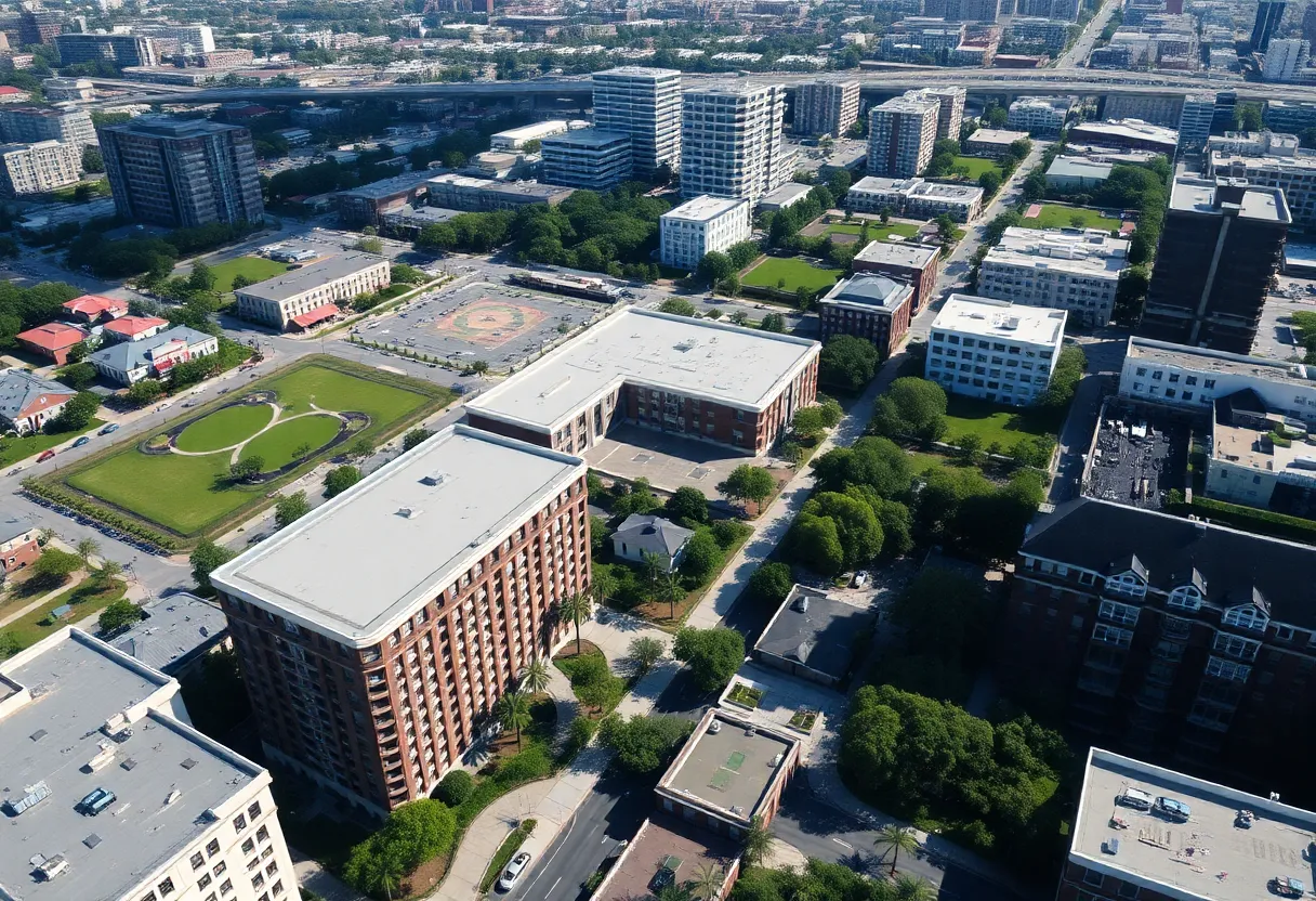 Aerial view of urban development in New Orleans