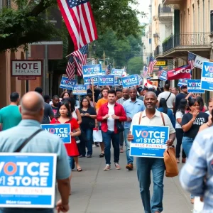 Community gathering during New Orleans election campaign