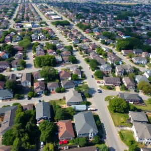 Aerial view of residential neighborhoods in New Orleans