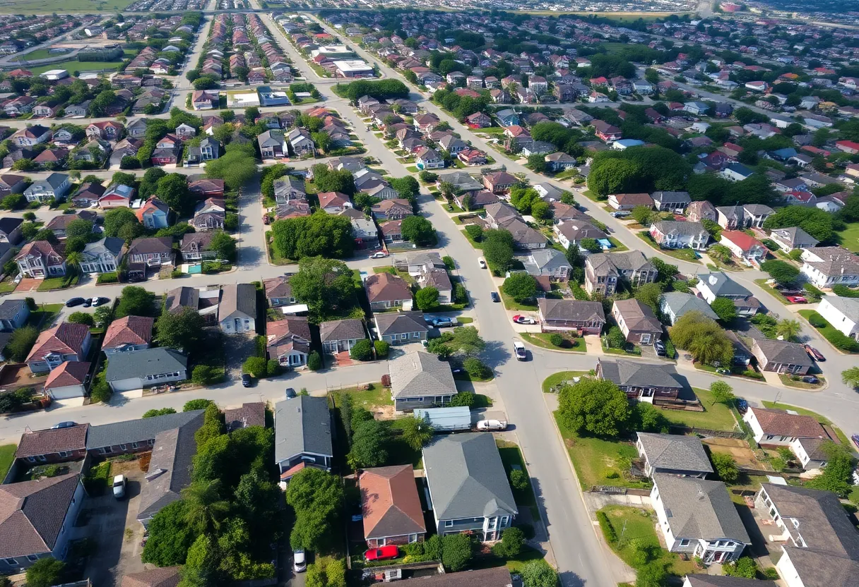 Aerial view of residential neighborhoods in New Orleans