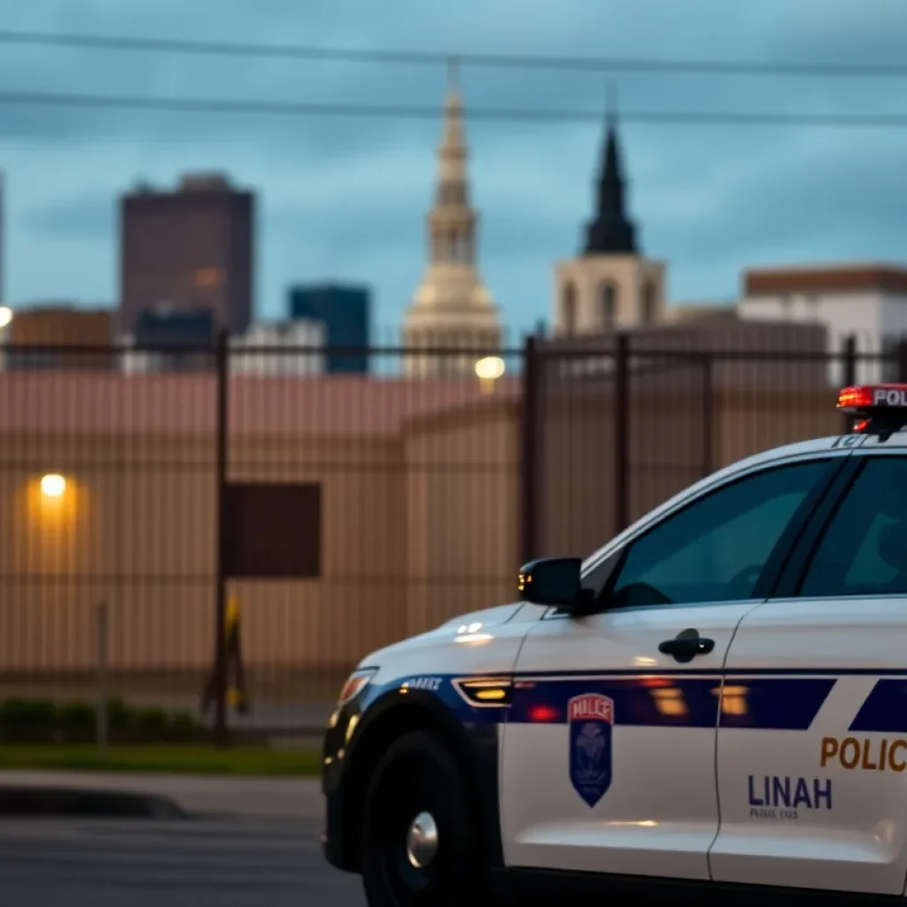 Police car outside Orleans Parish Jail in New Orleans