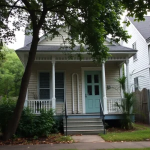 A peaceful New Orleans neighborhood with unoccupied house