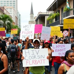 Demonstrators at New Orleans protests against immigration policies