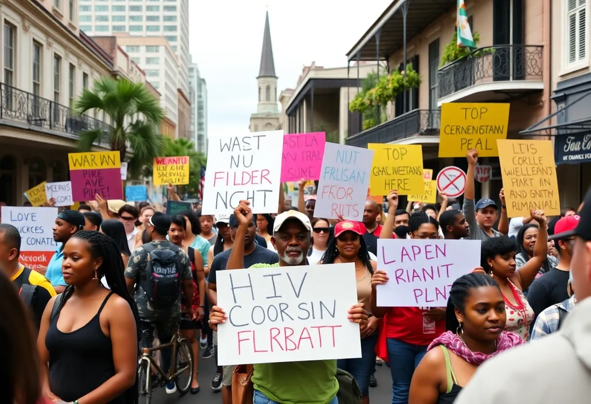 Demonstrators at New Orleans protests against immigration policies