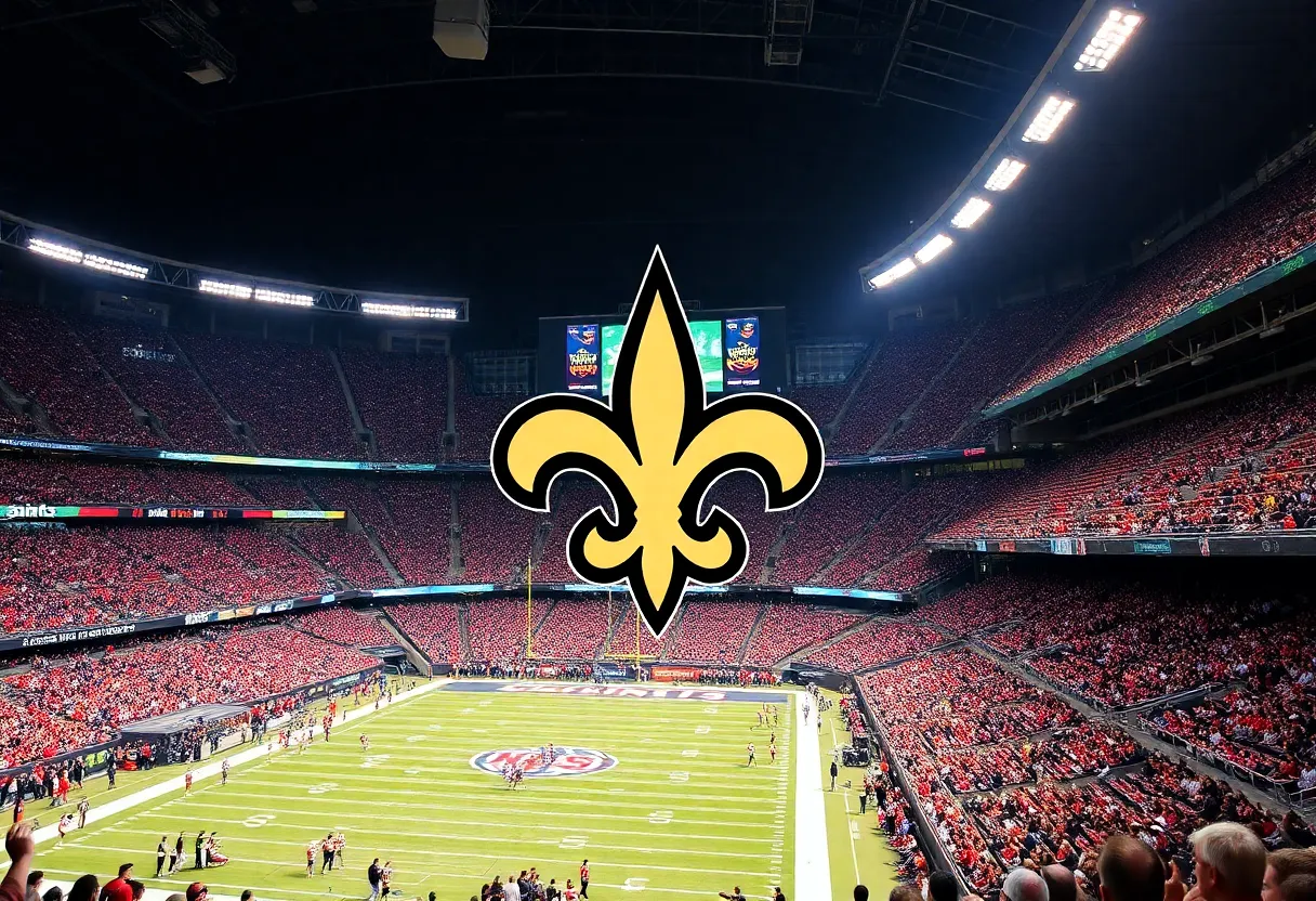 Excited fans at a New Orleans Saints game
