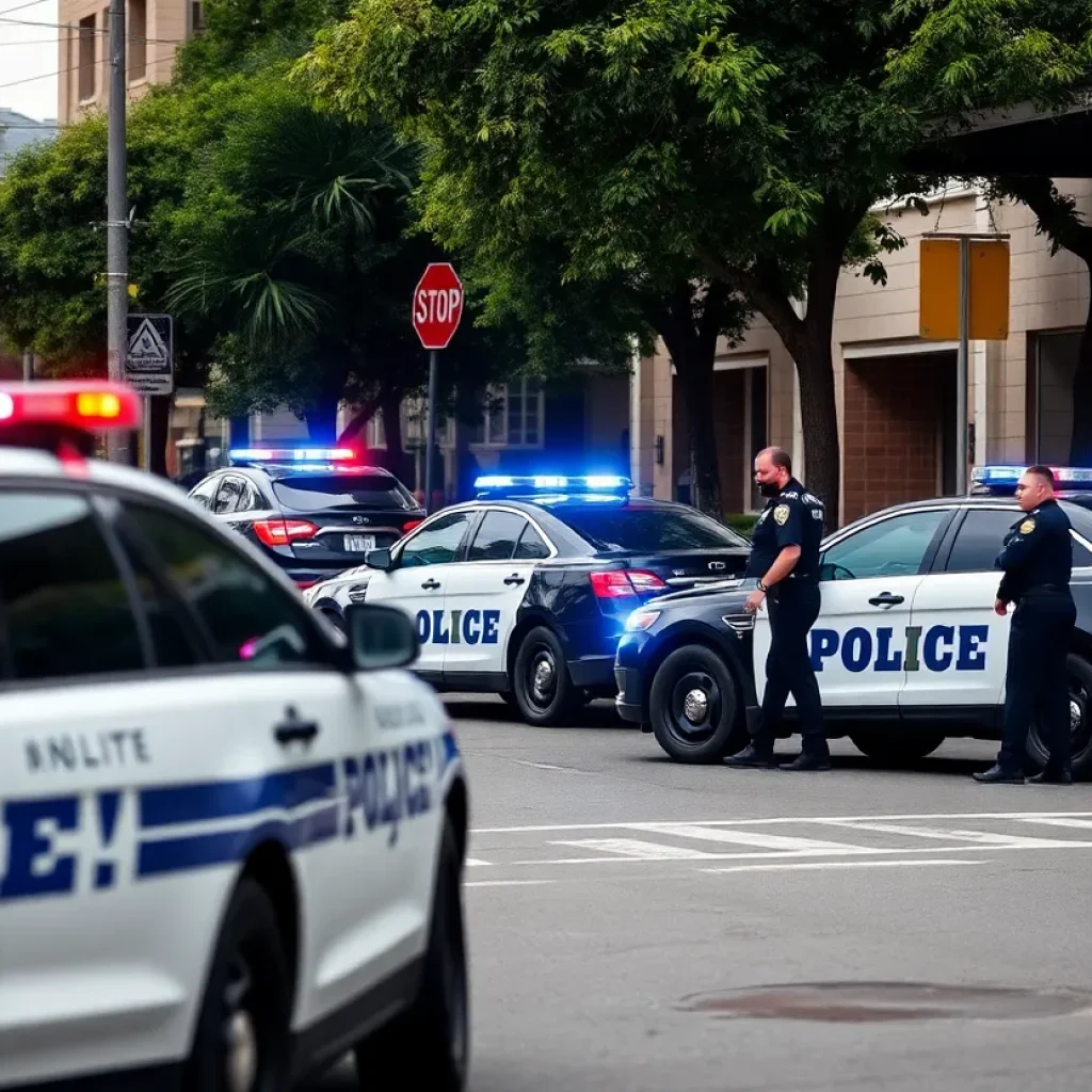 Police investigation at the scene of a fatal stabbing in New Orleans East