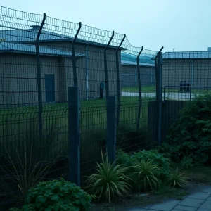 Exterior view of Orleans Justice Center highlighting security issues