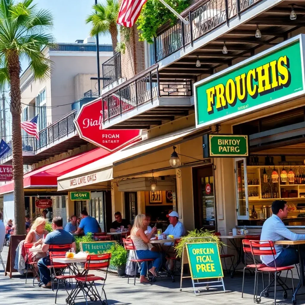 People dining outdoors in a New Orleans street