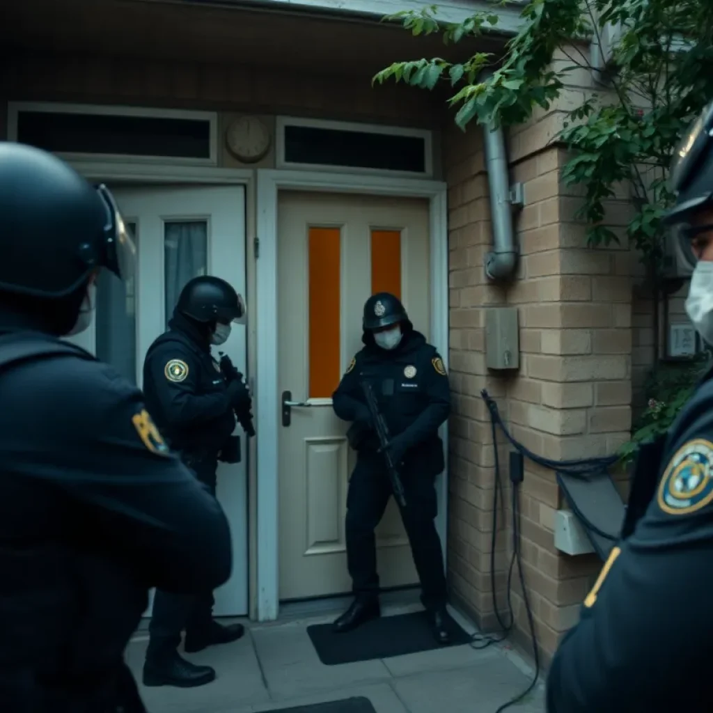 Police conducting a raid during an investigation in New Orleans