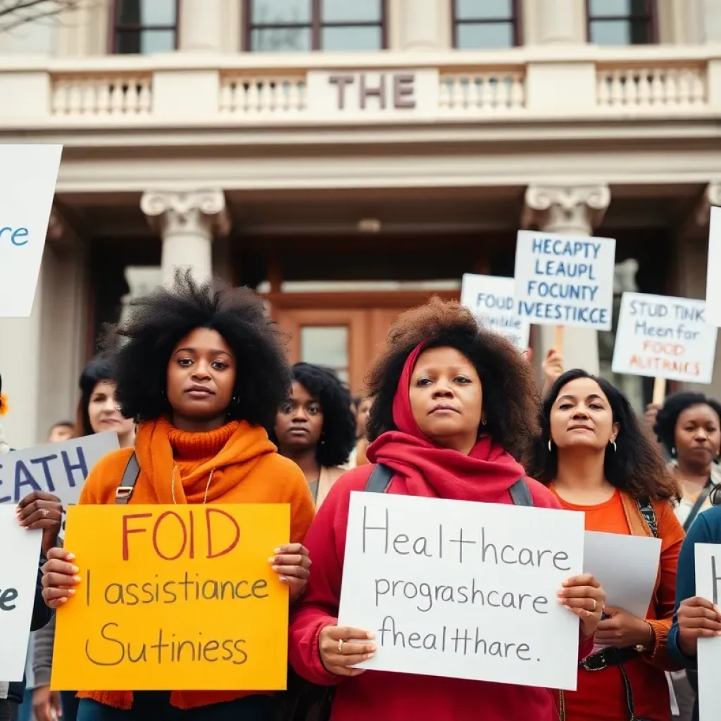 Community members protesting against cuts to SNAP benefits in Louisiana.