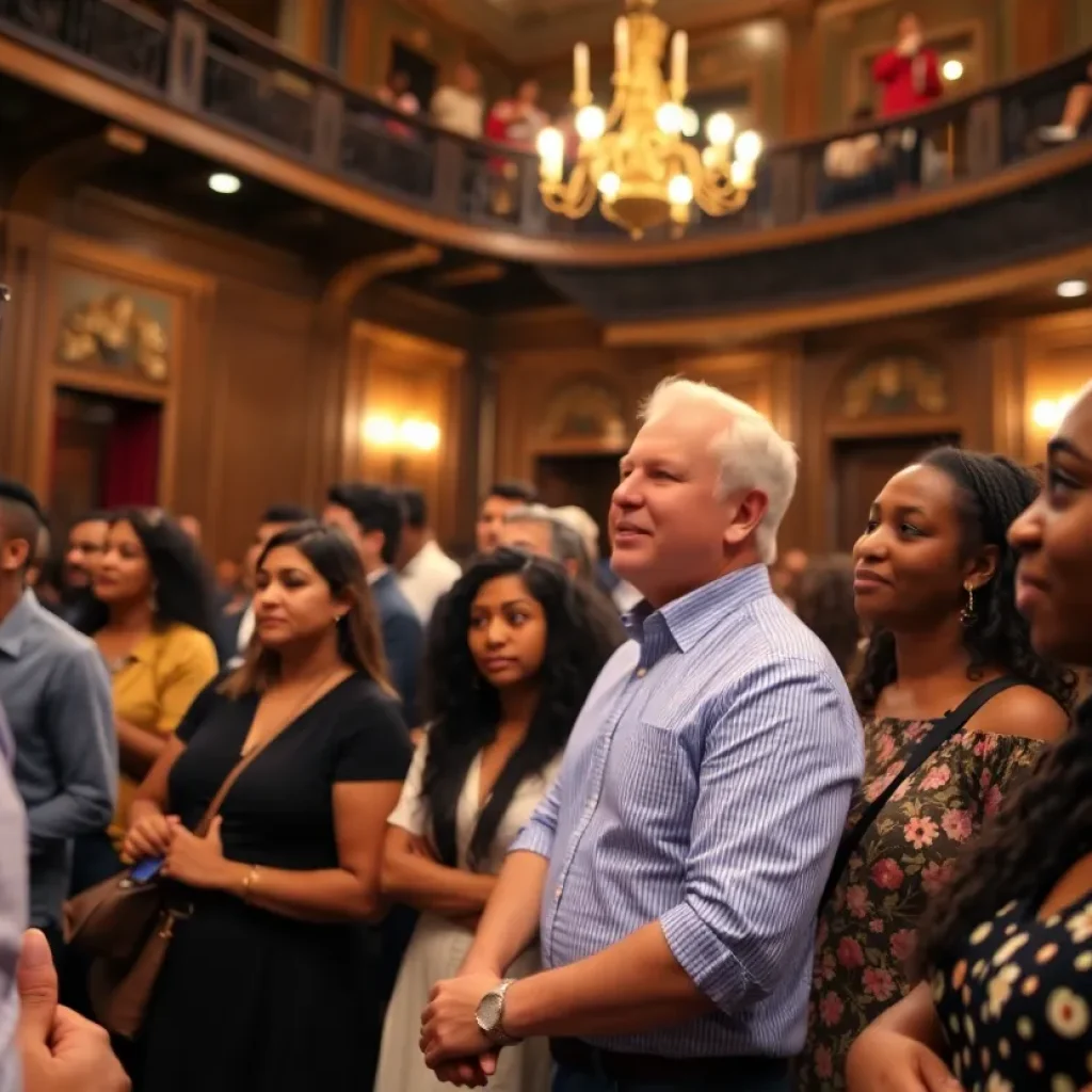 Crowd at theater for mayoral candidacy announcement