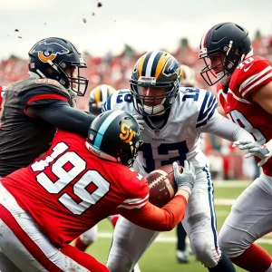 Football match between Saints and Rams