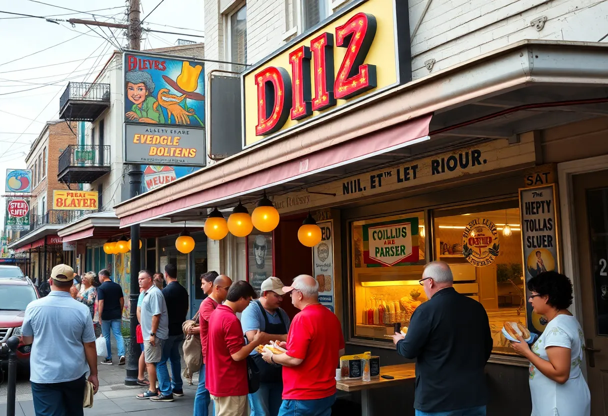 Exterior view of Stein's Market and Deli with people dining outside