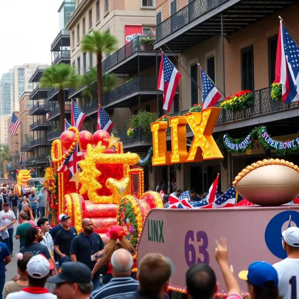 Crowd celebration at Super Bowl LIX in New Orleans