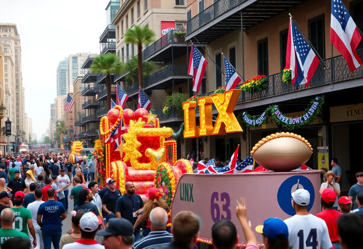 Crowd celebration at Super Bowl LIX in New Orleans