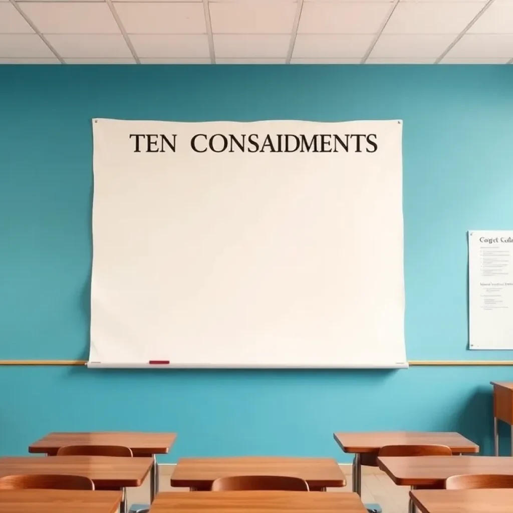 Classroom with emphasis on constitutional rights regarding religious displays