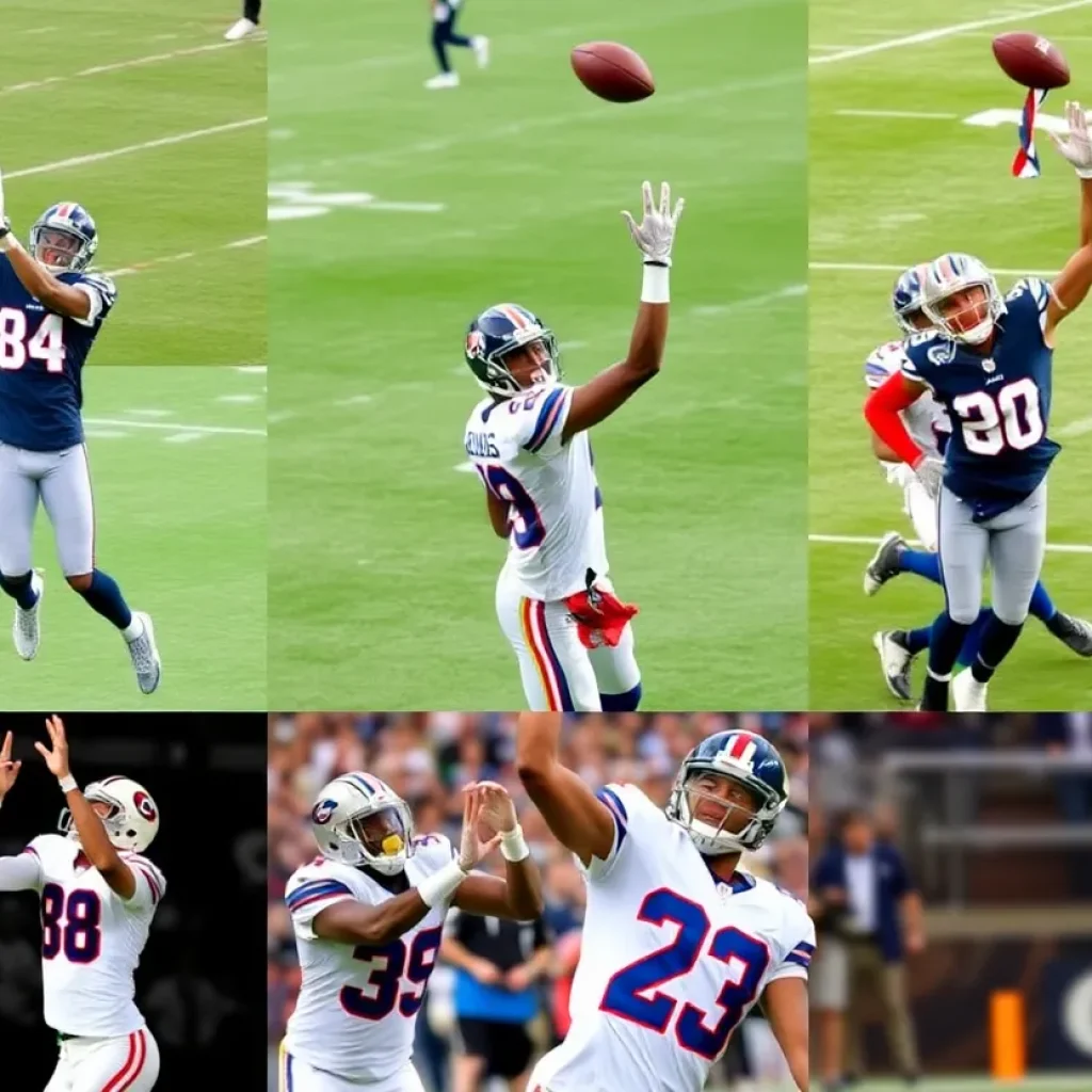 Collage of New Orleans Saints pass catchers in action