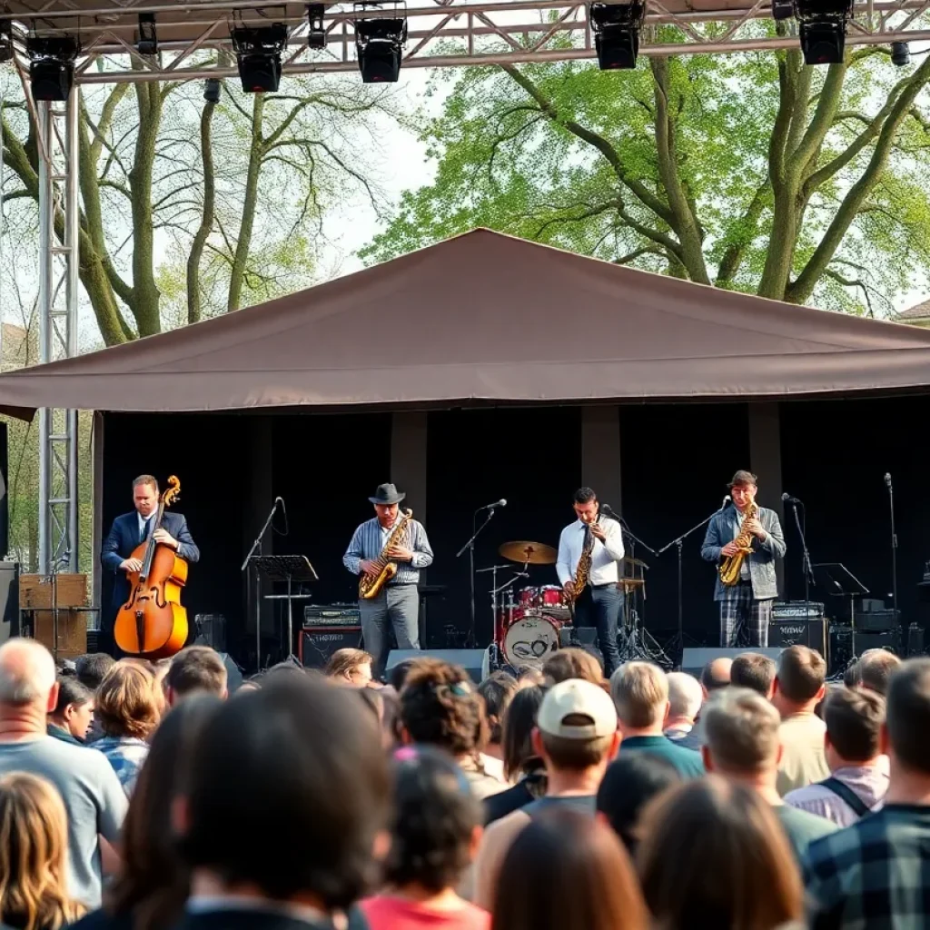 Musicians performing at the Twin Cities Jazz Festival in St. Paul.