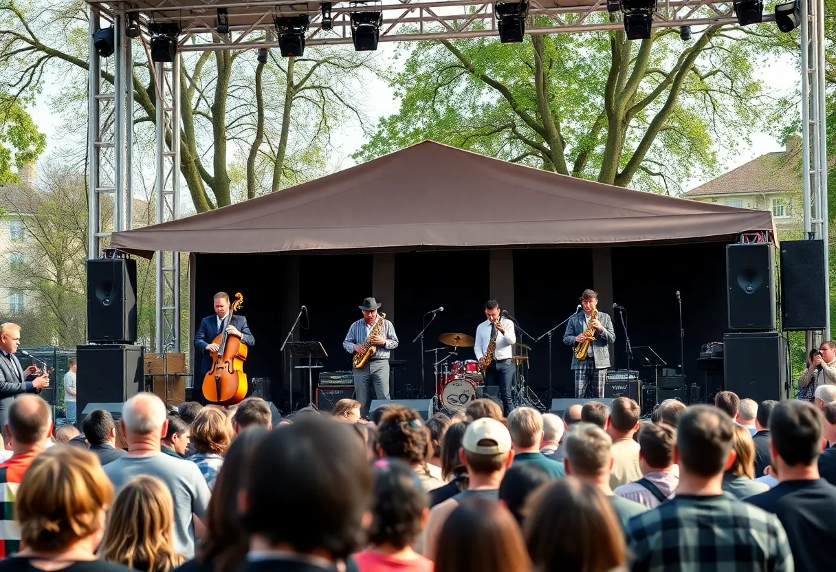 Musicians performing at the Twin Cities Jazz Festival in St. Paul.