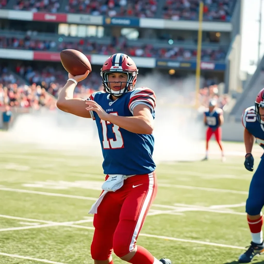 Rookie quarterback showing determination on the field