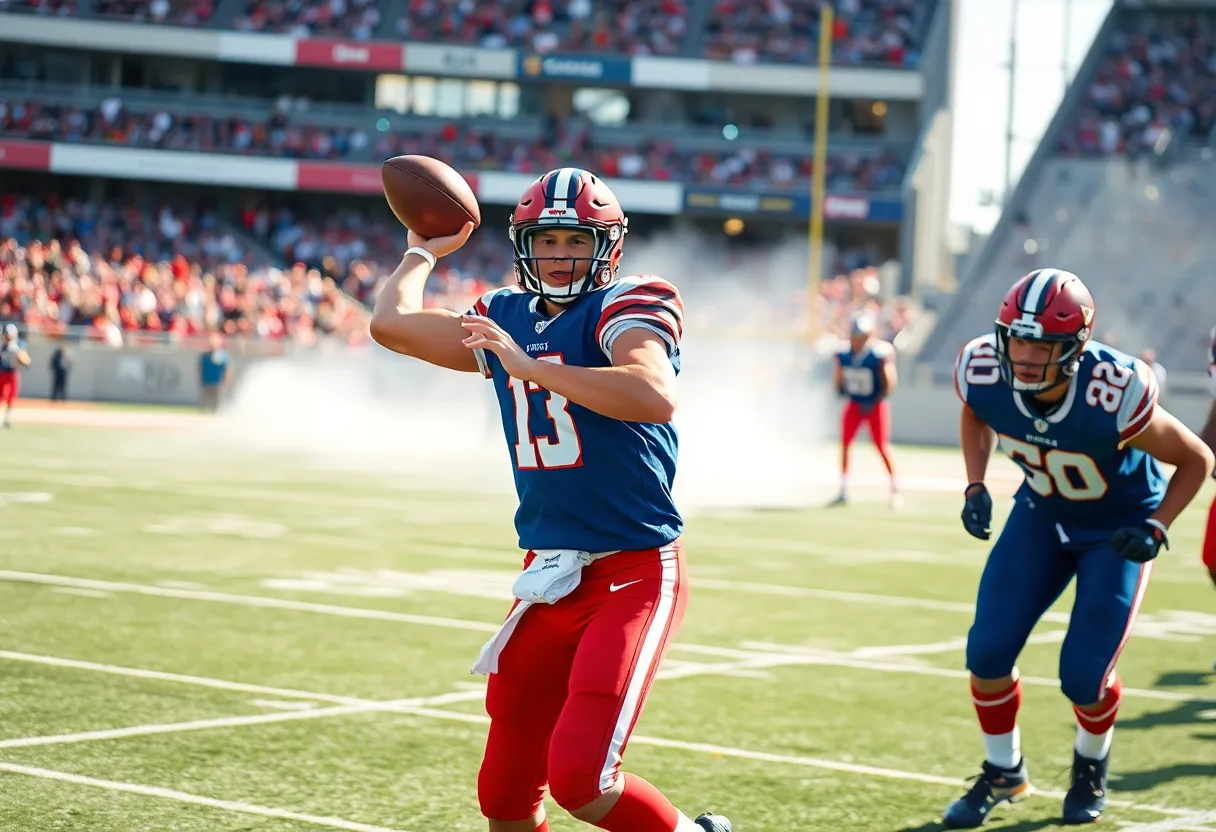 Rookie quarterback showing determination on the field