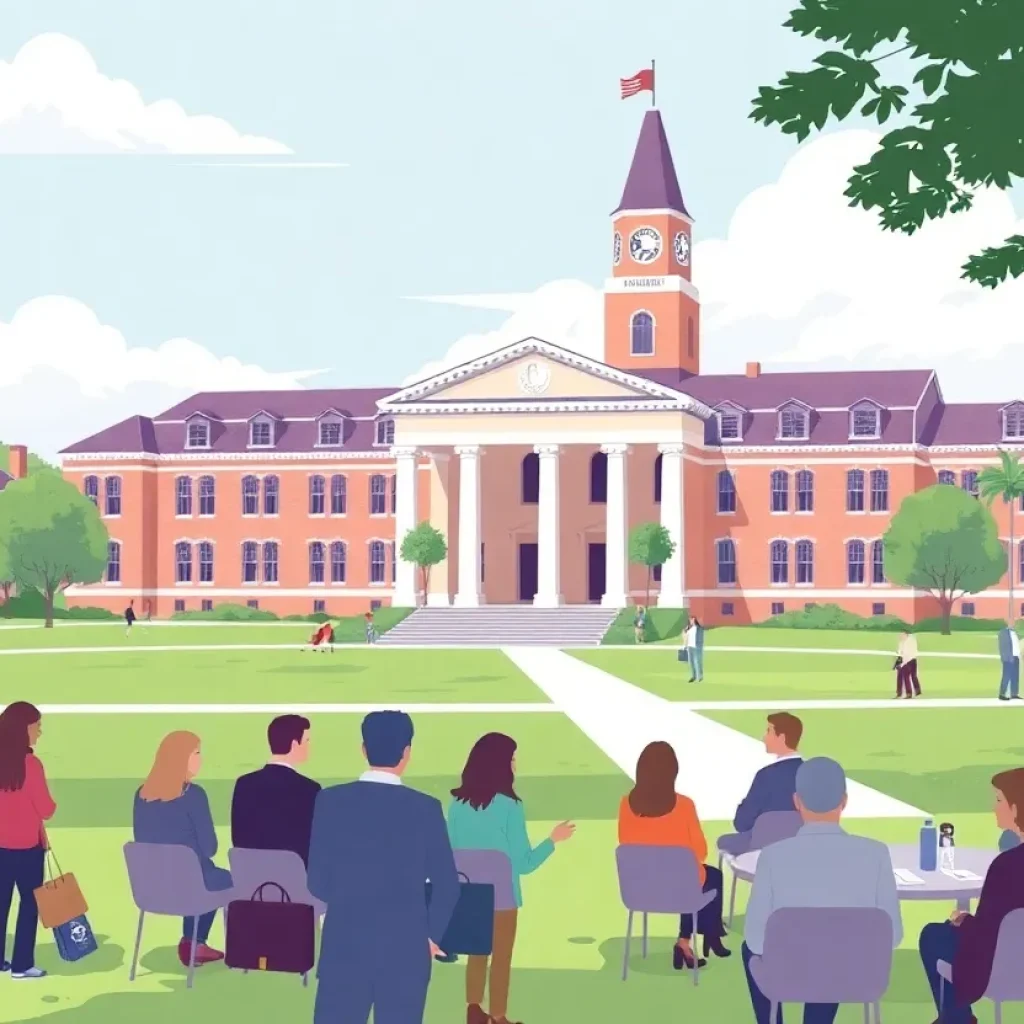 Students and faculty discussing the transfer of UNO to LSU system