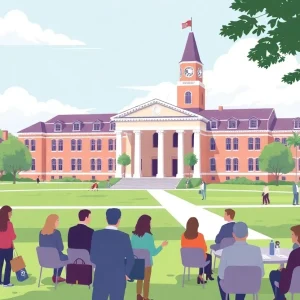 Students and faculty discussing the transfer of UNO to LSU system