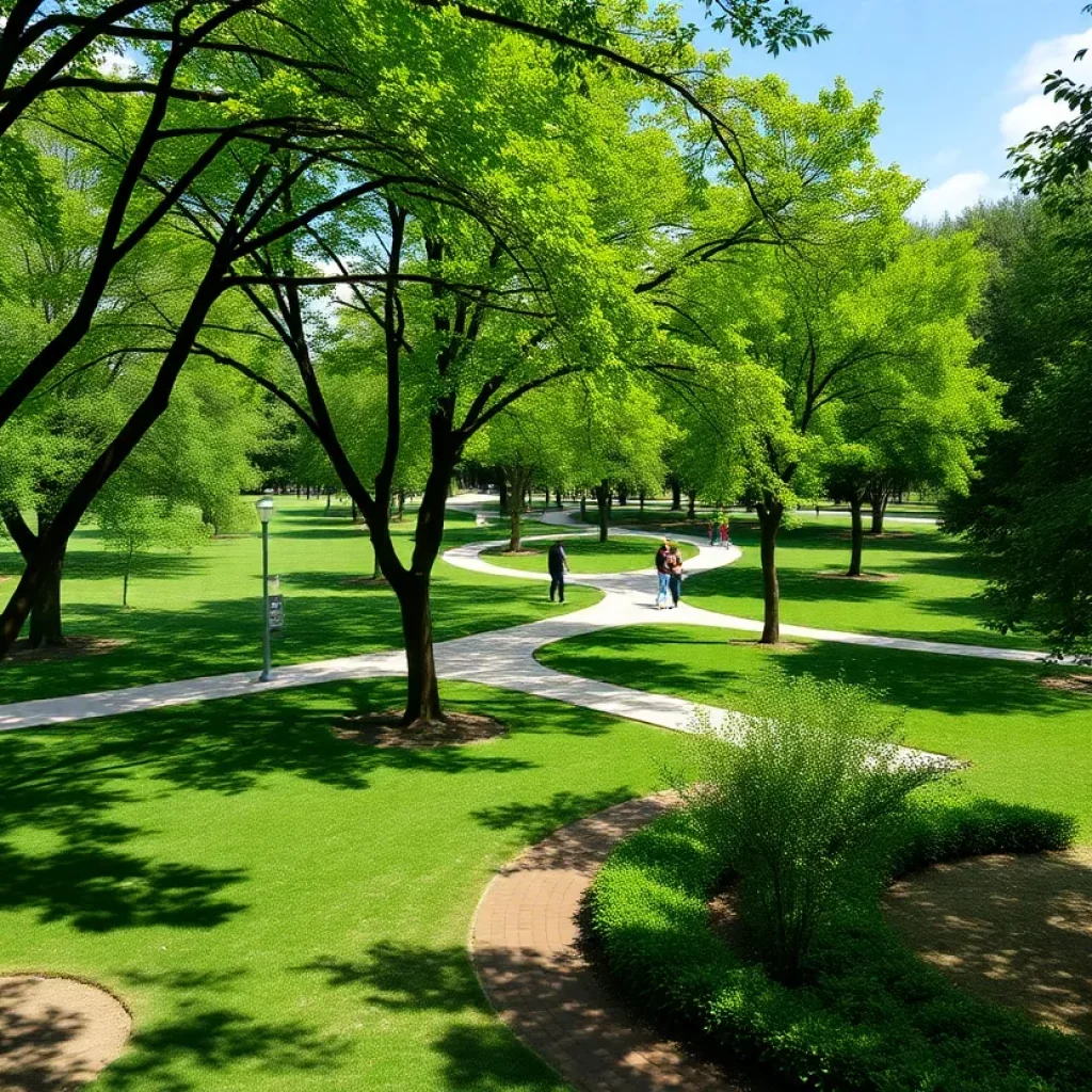 New improvements in Woldenberg Park with shaded areas and walking paths