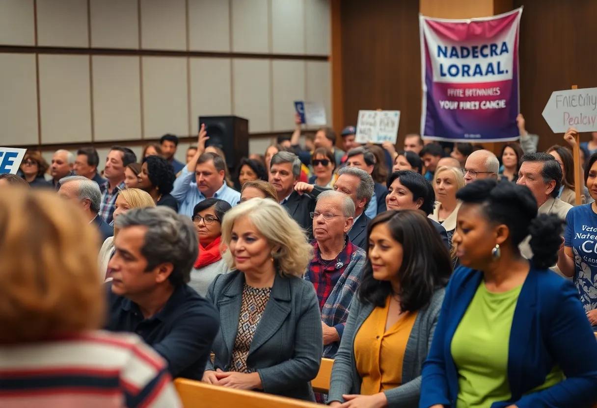 Citizens participating in a town hall discussion