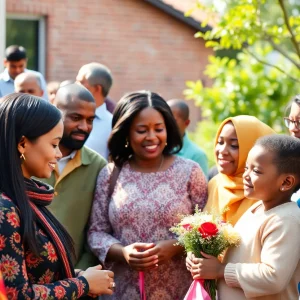 Community members celebrating a life of service