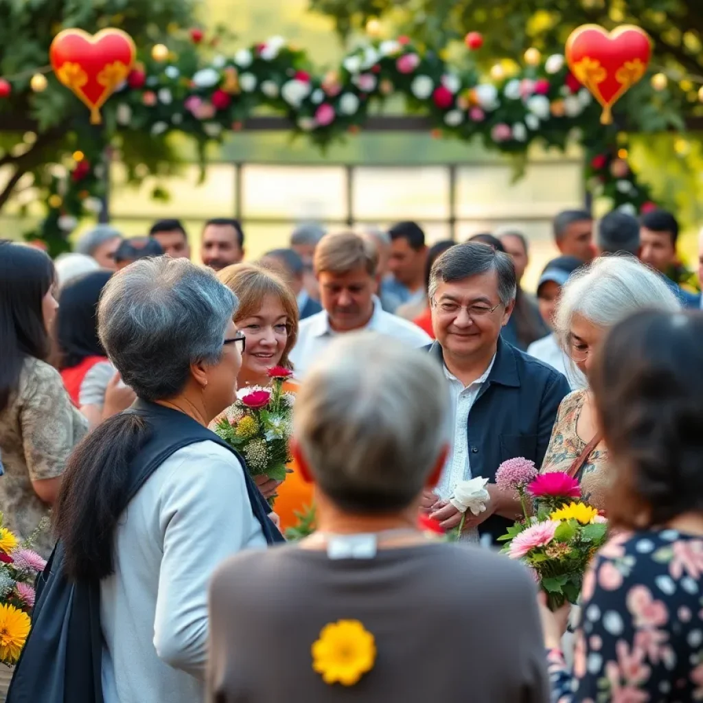 Community members gather to celebrate the life of Julia Spahr Asprodites.