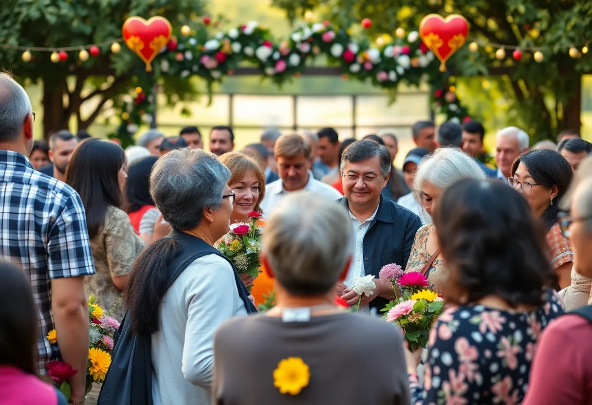 Community members gather to celebrate the life of Julia Spahr Asprodites.