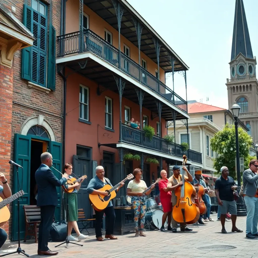Vibrant scene representing New Orleans culture and accents