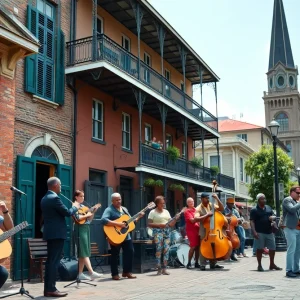 Vibrant scene representing New Orleans culture and accents
