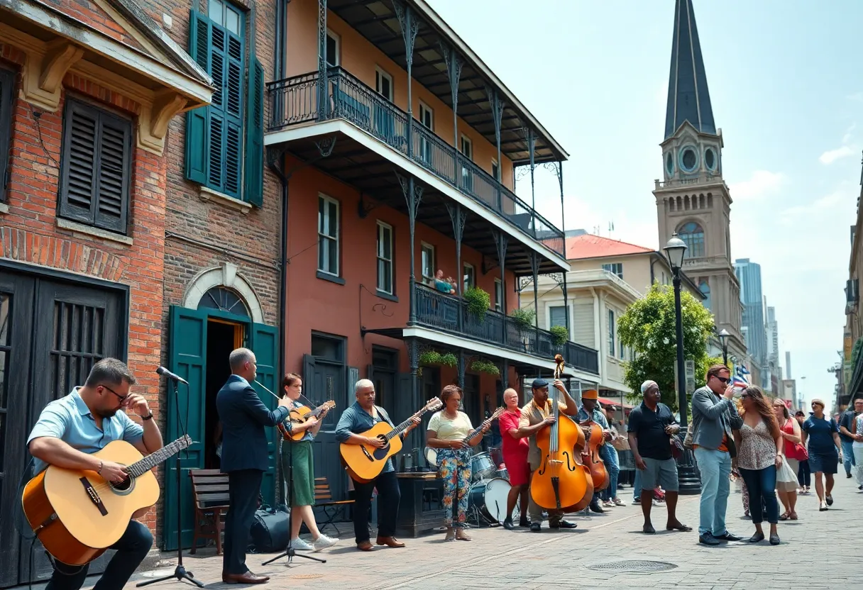 Vibrant scene representing New Orleans culture and accents