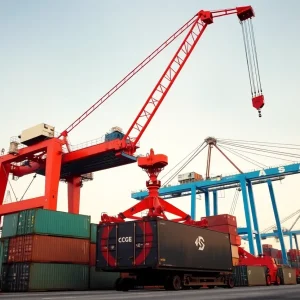 Largest electric crane lifting grain at Port of Iberia
