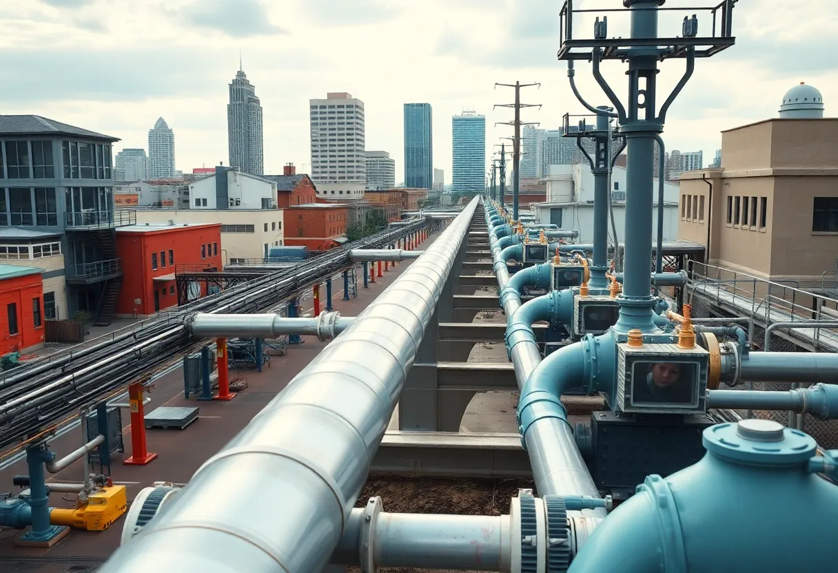 Cityscape of New Orleans with natural gas infrastructure
