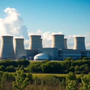 Entergy nuclear power plant operating amidst greenery