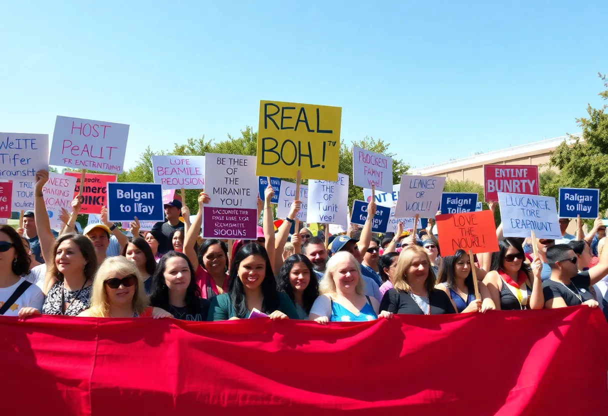 Supporters at a political campaign rally