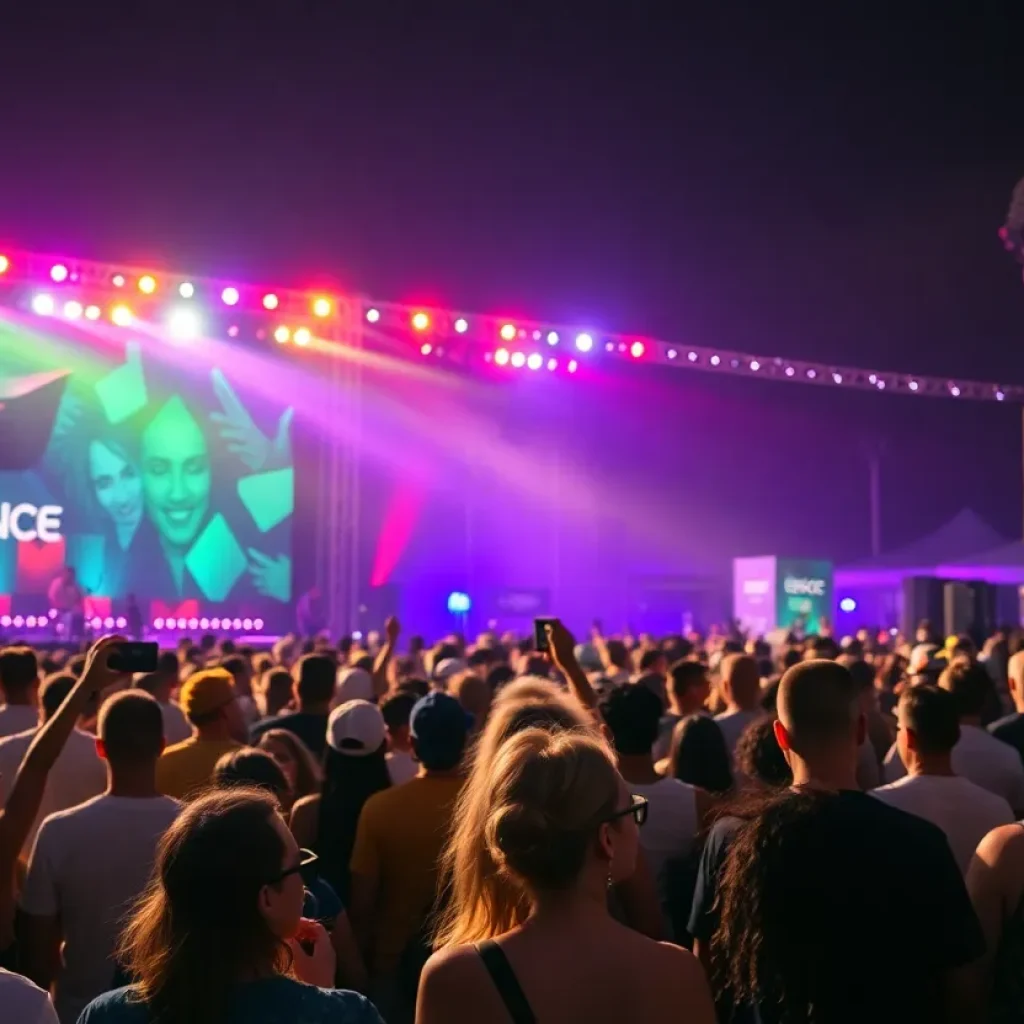 Crowd enjoying the Essence Festival at night
